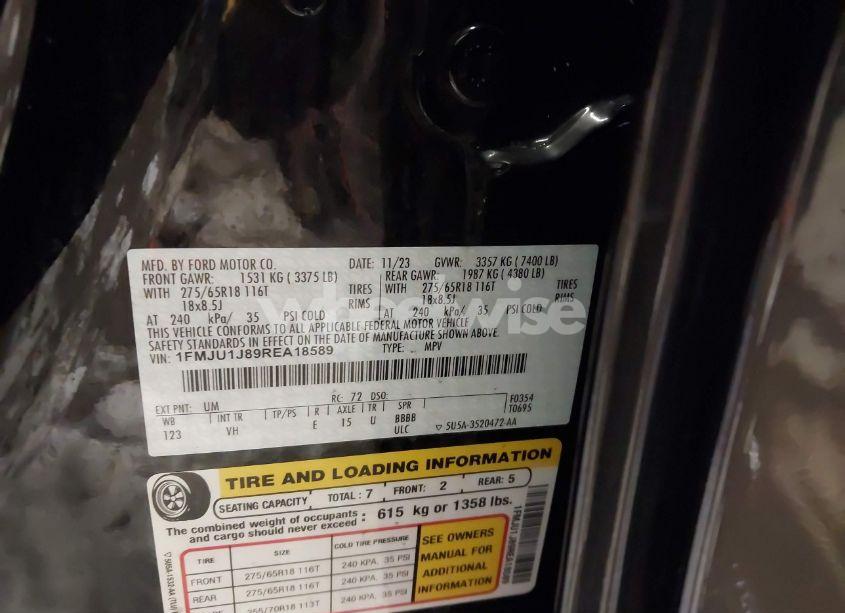 Photo 9 of 2024 Ford Expedition XLT (VIN 1FMJU1J89REA18589)