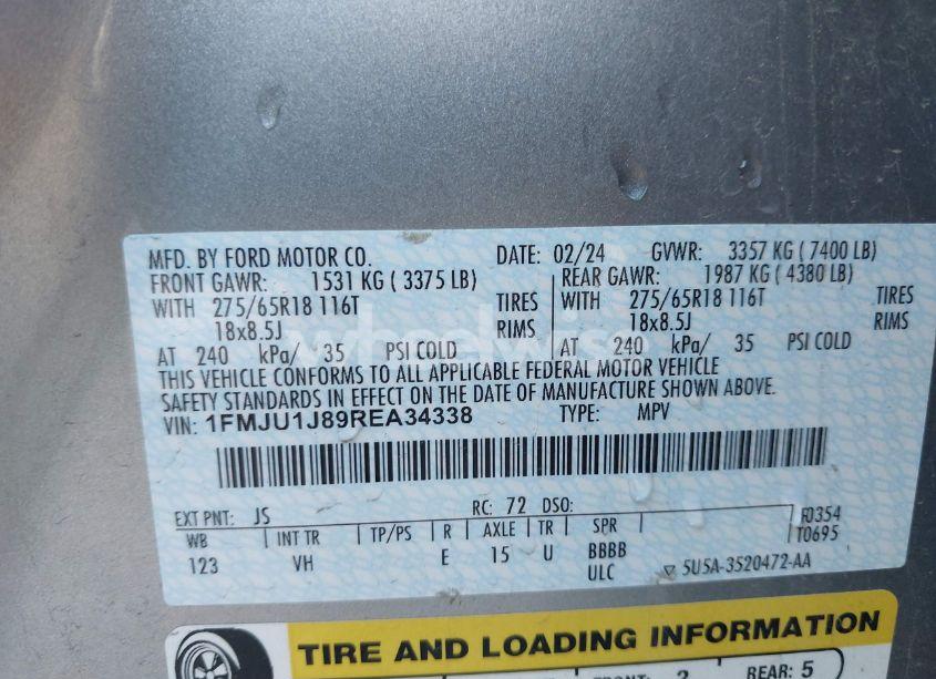 Photo 9 of 2024 Ford Expedition XLT (VIN 1FMJU1J89REA34338)