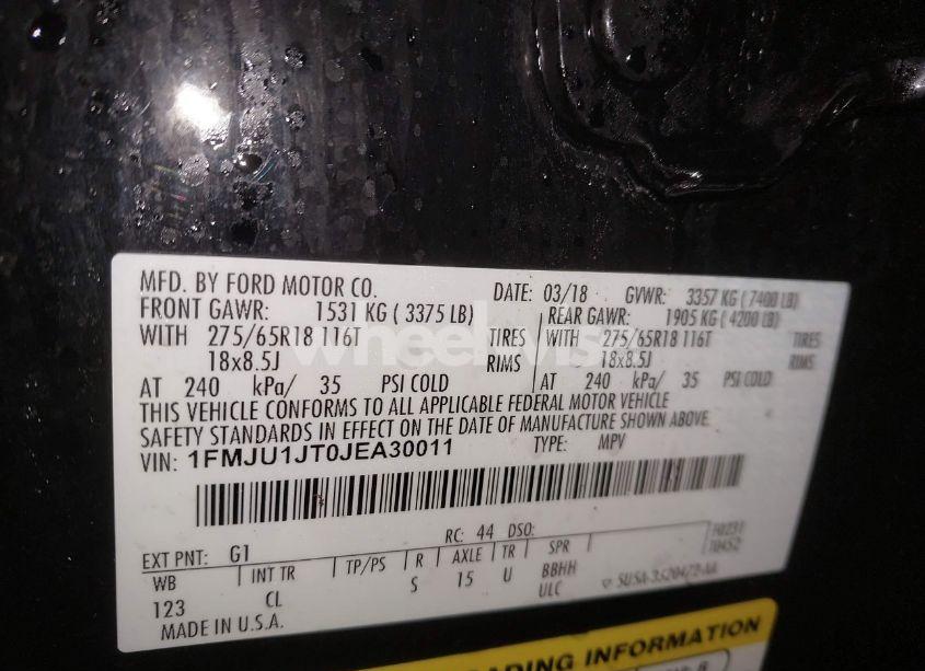 Photo 9 of 2018 Ford Expedition XLT (VIN 1FMJU1JT0JEA30011)