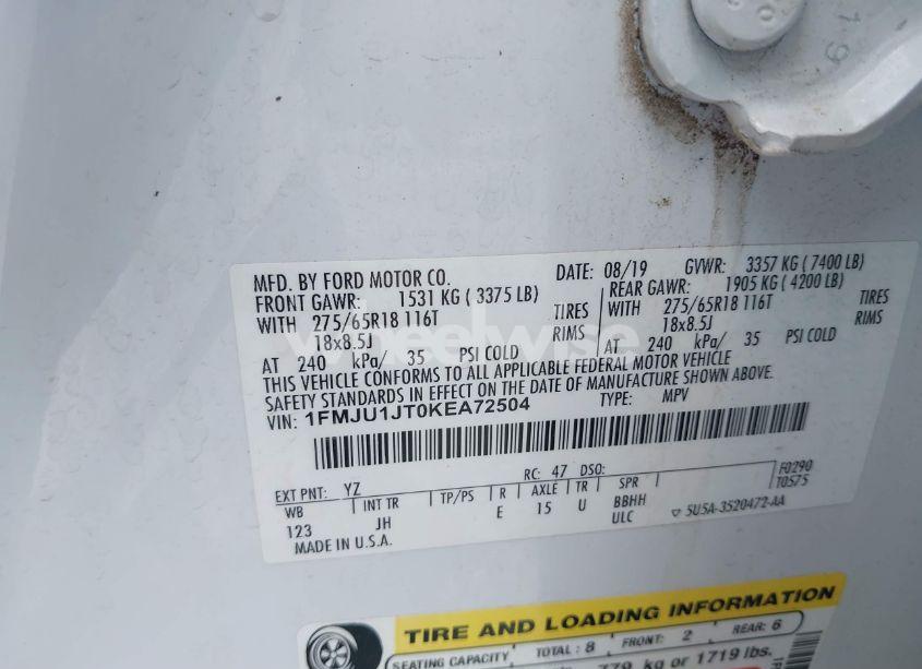 Photo 9 of 2019 Ford Expedition XLT (VIN 1FMJU1JT0KEA72504)