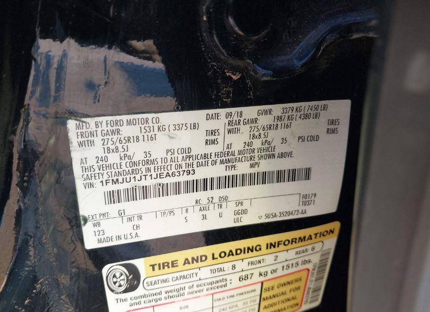 Photo 9 of 2018 Ford Expedition XLT (VIN 1FMJU1JT1JEA63793)