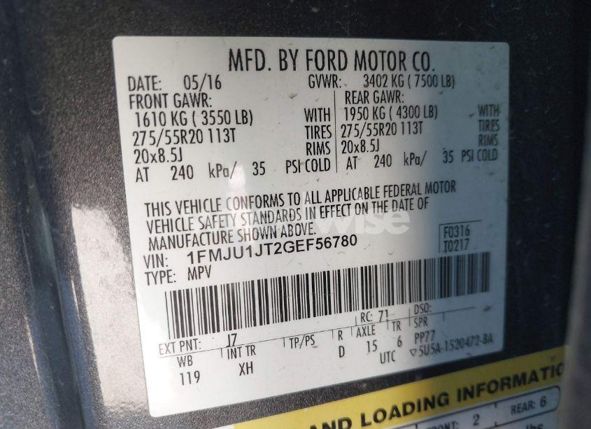 Photo 9 of 2016 Ford Expedition XLT (VIN 1FMJU1JT2GEF56780)