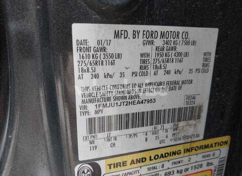 Photo 9 of 2017 Ford Expedition XLT (VIN 1FMJU1JT2HEA47953)