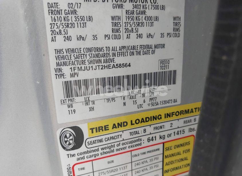 Photo 9 of 2017 Ford Expedition XLT (VIN 1FMJU1JT2HEA58564)