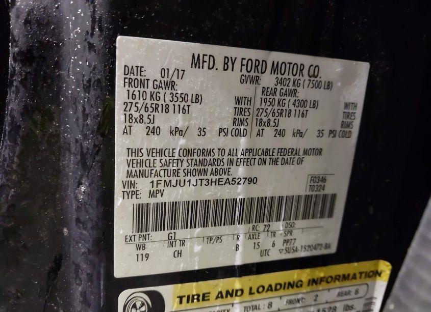 Photo 9 of 2017 Ford Expedition XLT (VIN 1FMJU1JT3HEA52790)