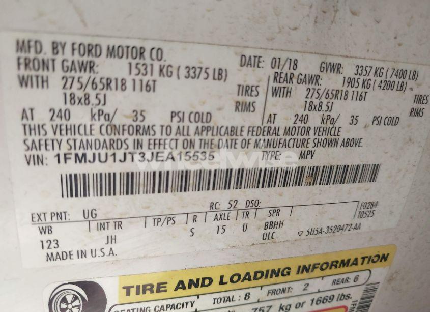 Photo 9 of 2018 Ford Expedition XLT (VIN 1FMJU1JT3JEA15535)