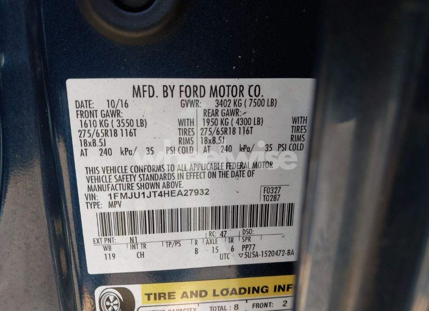 Photo 9 of 2017 Ford Expedition XLT (VIN 1FMJU1JT4HEA27932)