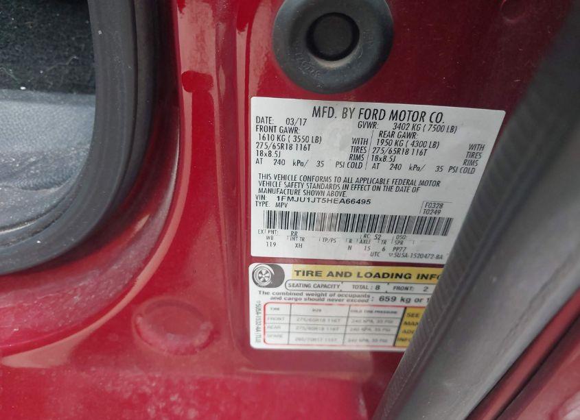 Photo 9 of 2017 Ford Expedition XLT (VIN 1FMJU1JT5HEA66495)