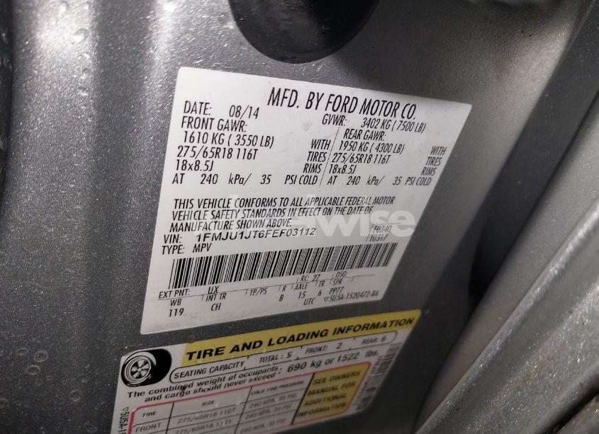 Photo 9 of 2015 Ford Expedition XLT (VIN 1FMJU1JT6FEF03112)