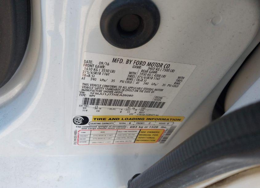 Photo 9 of 2017 Ford Expedition XLT (VIN 1FMJU1JT7HEA26080)