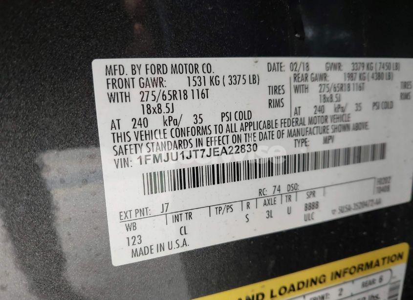 Photo 9 of 2018 Ford Expedition XLT (VIN 1FMJU1JT7JEA22830)