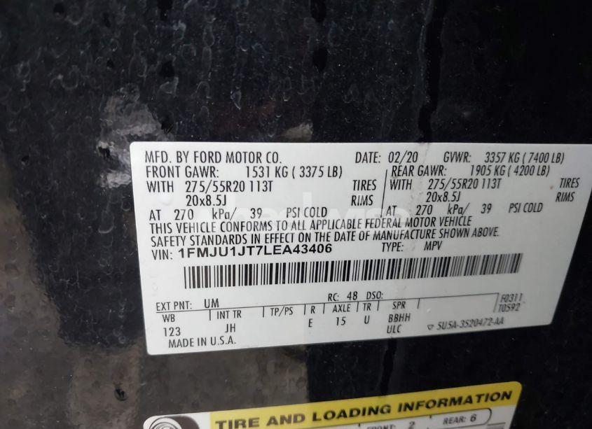 Photo 9 of 2020 Ford Expedition XLT (VIN 1FMJU1JT7LEA43406)