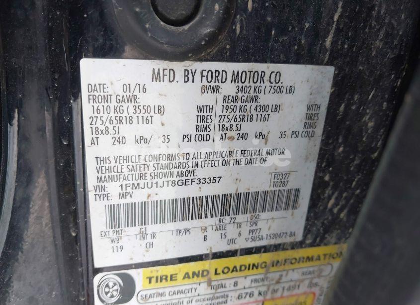 Photo 9 of 2016 Ford Expedition XLT (VIN 1FMJU1JT8GEF33357)