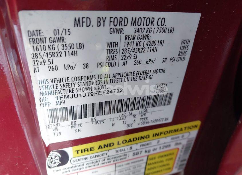 Photo 9 of 2015 Ford Expedition KING RANCH (VIN 1FMJU1JT9FEF24732)