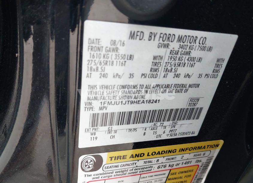 Photo 9 of 2017 Ford Expedition XLT (VIN 1FMJU1JT9HEA18241)