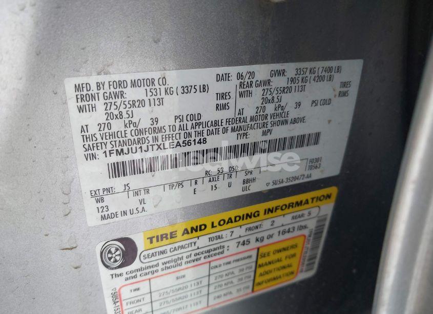 Photo 9 of 2020 Ford Expedition XLT (VIN 1FMJU1JTXLEA56148)