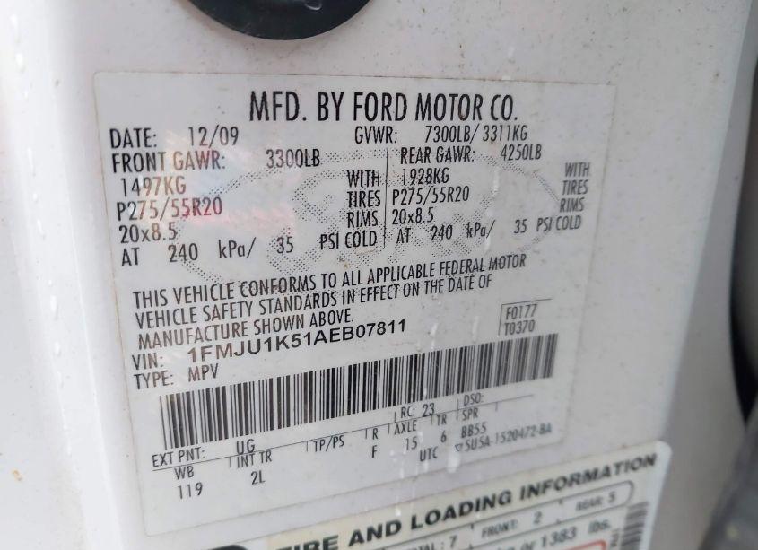 Photo 9 of 2010 Ford Expedition LIMITED (VIN 1FMJU1K51AEB07811)