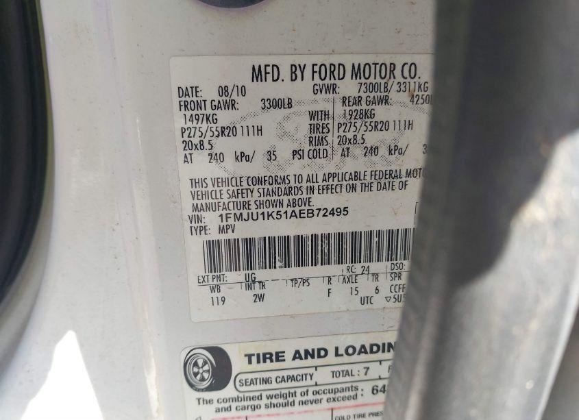 Photo 9 of 2010 Ford Expedition LIMITED (VIN 1FMJU1K51AEB72495)