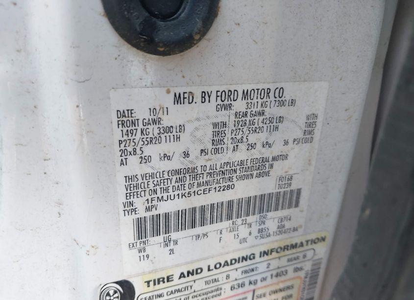 Photo 9 of 2012 Ford Expedition LIMITED (VIN 1FMJU1K51CEF12280)