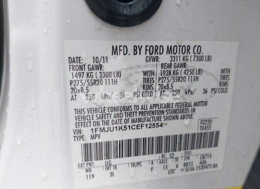 Photo 9 of 2012 Ford Expedition LIMITED (VIN 1FMJU1K51CEF12554)