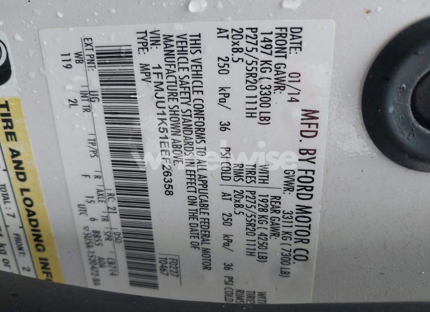 Photo 9 of 2014 Ford Expedition LIMITED (VIN 1FMJU1K51EEF26358)