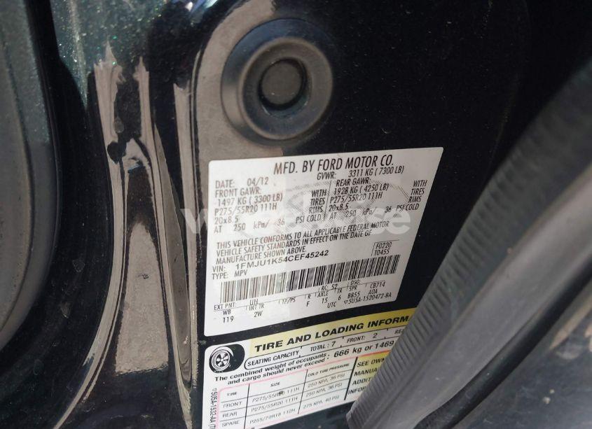 Photo 9 of 2012 Ford Expedition LIMITED (VIN 1FMJU1K54CEF45242)