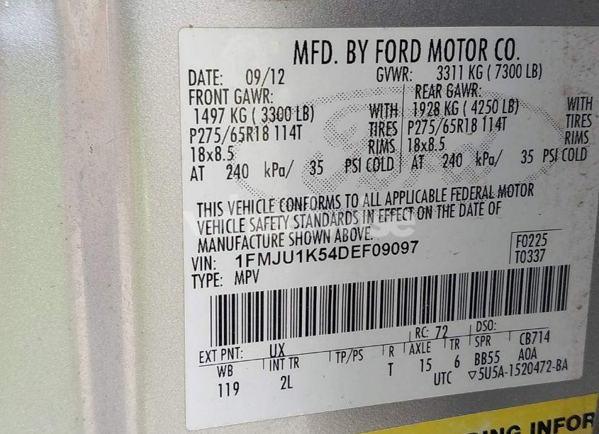 Photo 9 of 2013 Ford Expedition LIMITED (VIN 1FMJU1K54DEF09097)