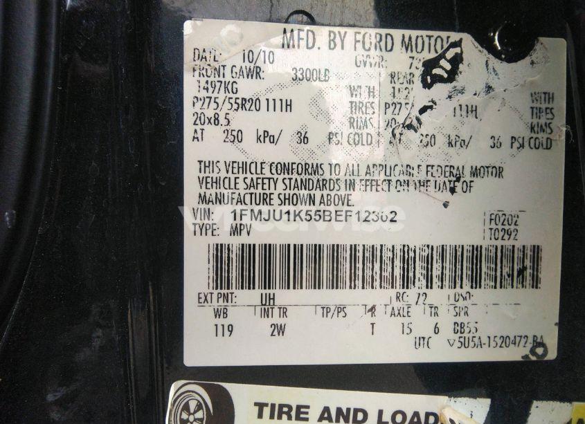 Photo 9 of 2011 Ford Expedition LIMITED (VIN 1FMJU1K55BEF12362)