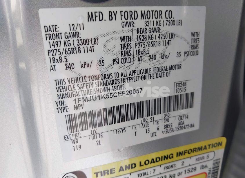 Photo 9 of 2012 Ford Expedition LIMITED (VIN 1FMJU1K55CEF20057)