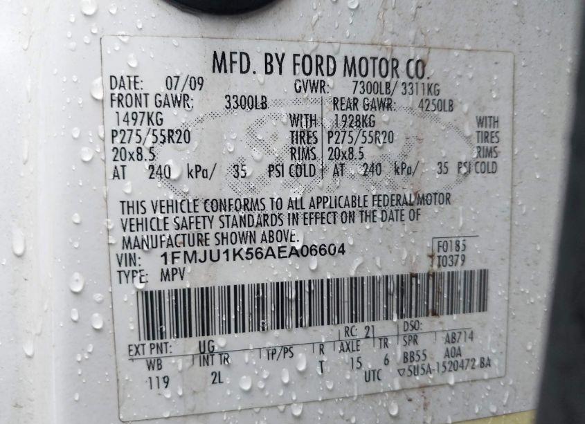 Photo 9 of 2010 Ford Expedition LIMITED (VIN 1FMJU1K56AEA06604)