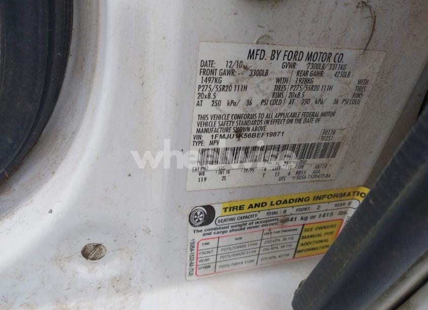 Photo 9 of 2011 Ford Expedition LIMITED (VIN 1FMJU1K56BEF19871)