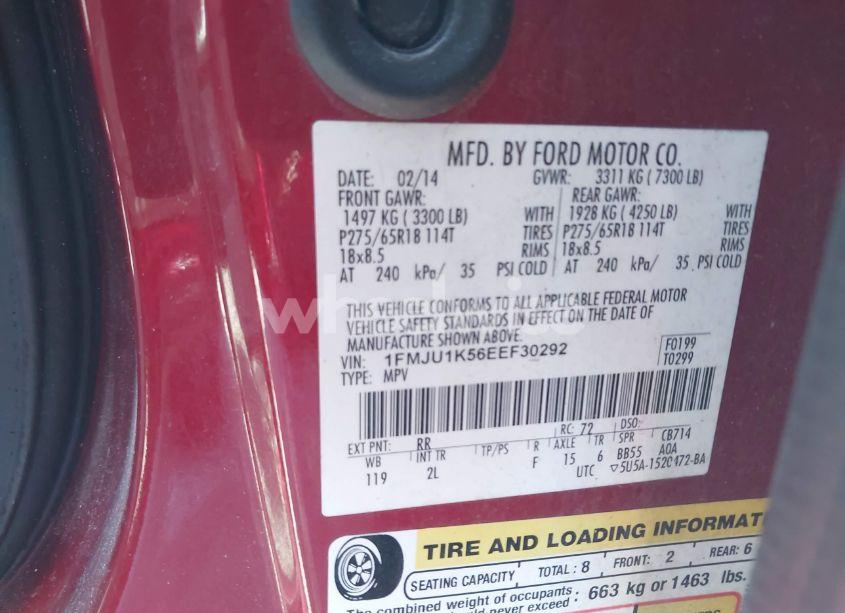 Photo 9 of 2014 Ford Expedition LIMITED (VIN 1FMJU1K56EEF30292)