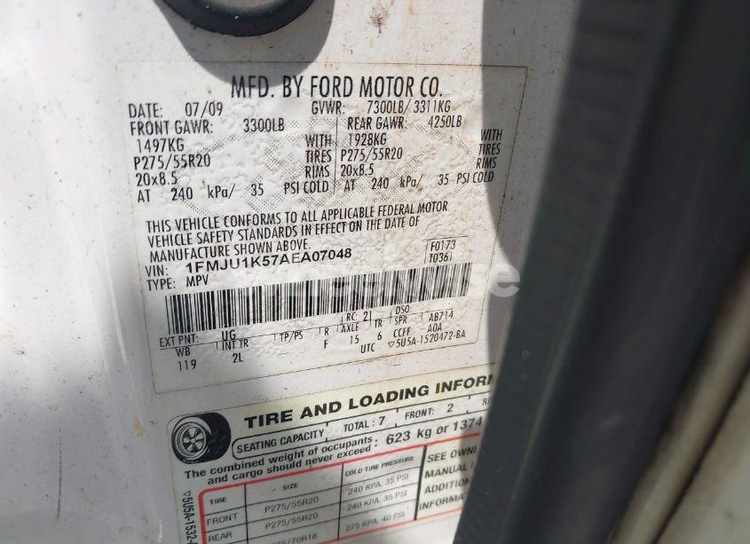 Photo 9 of 2010 Ford Expedition LIMITED (VIN 1FMJU1K57AEA07048)