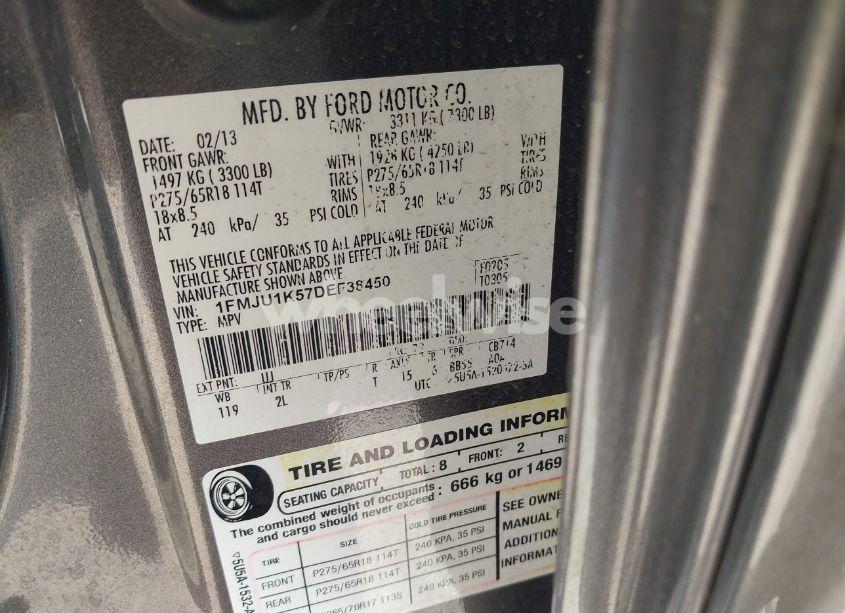 Photo 9 of 2013 Ford Expedition LIMITED (VIN 1FMJU1K57DEF38450)