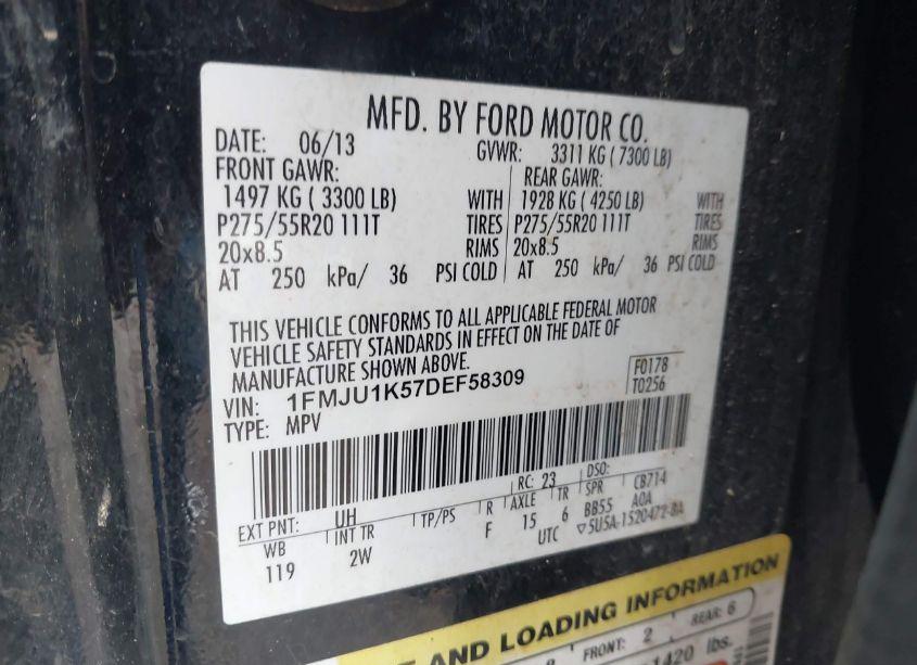 Photo 9 of 2013 Ford Expedition LIMITED (VIN 1FMJU1K57DEF58309)