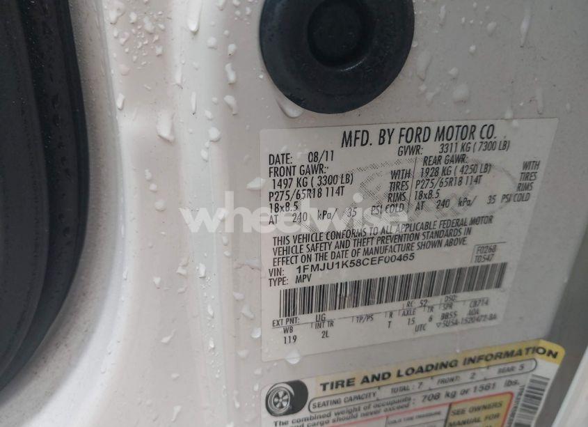 Photo 9 of 2012 Ford Expedition LIMITED (VIN 1FMJU1K58CEF00465)