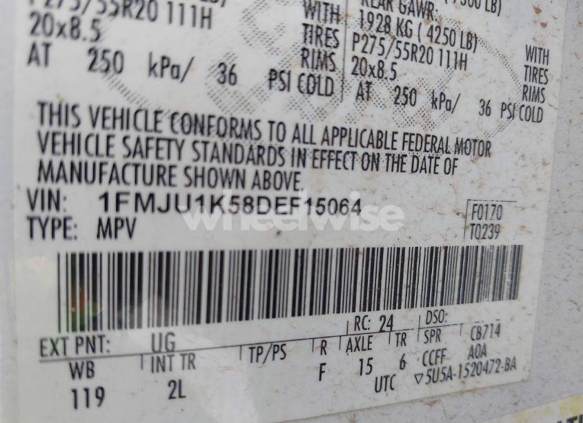 Photo 9 of 2013 Ford Expedition LIMITED (VIN 1FMJU1K58DEF15064)