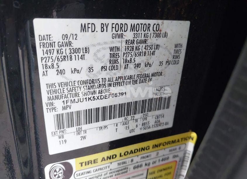 Photo 9 of 2013 Ford Expedition LIMITED (VIN 1FMJU1K5XDEF08391)