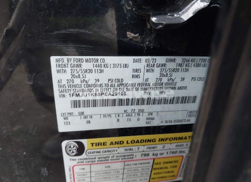 Photo 9 of 2023 Ford Expedition LIMITED (VIN 1FMJU1K80PEA29105)