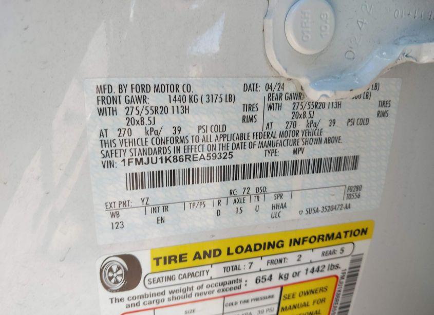 Photo 9 of 2024 Ford Expedition LIMITED (VIN 1FMJU1K86REA59325)