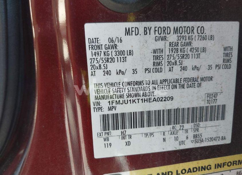 Photo 9 of 2017 Ford Expedition LIMITED (VIN 1FMJU1KT1HEA02209)