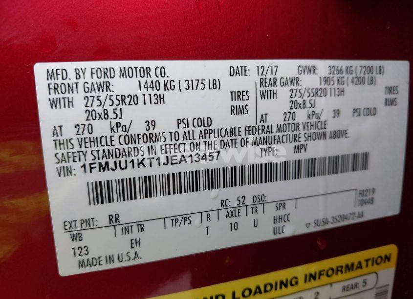 Photo 9 of 2018 Ford Expedition LIMITED (VIN 1FMJU1KT1JEA13457)