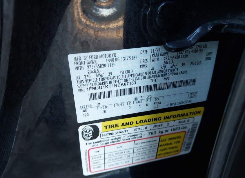 Photo 9 of 2022 Ford Expedition LIMITED (VIN 1FMJU1KT1NEA67153)