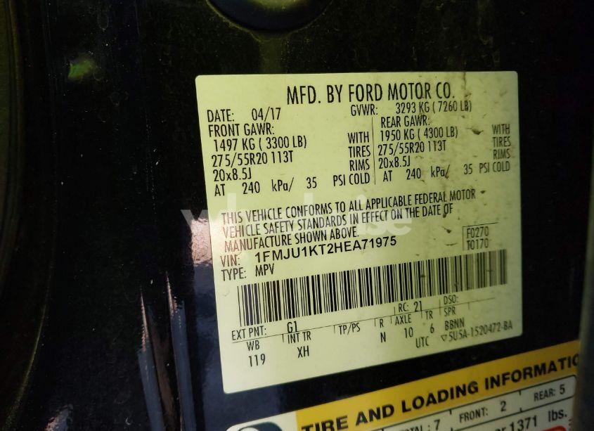 Photo 9 of 2017 Ford Expedition LIMITED (VIN 1FMJU1KT2HEA71975)