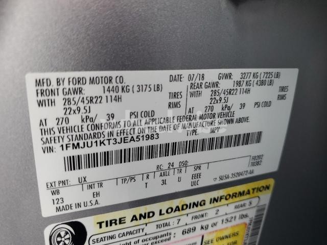 Photo 7 of 2018 FORD EXPEDITION LIMITED (VIN 1FMJU1KT3JEA51983)