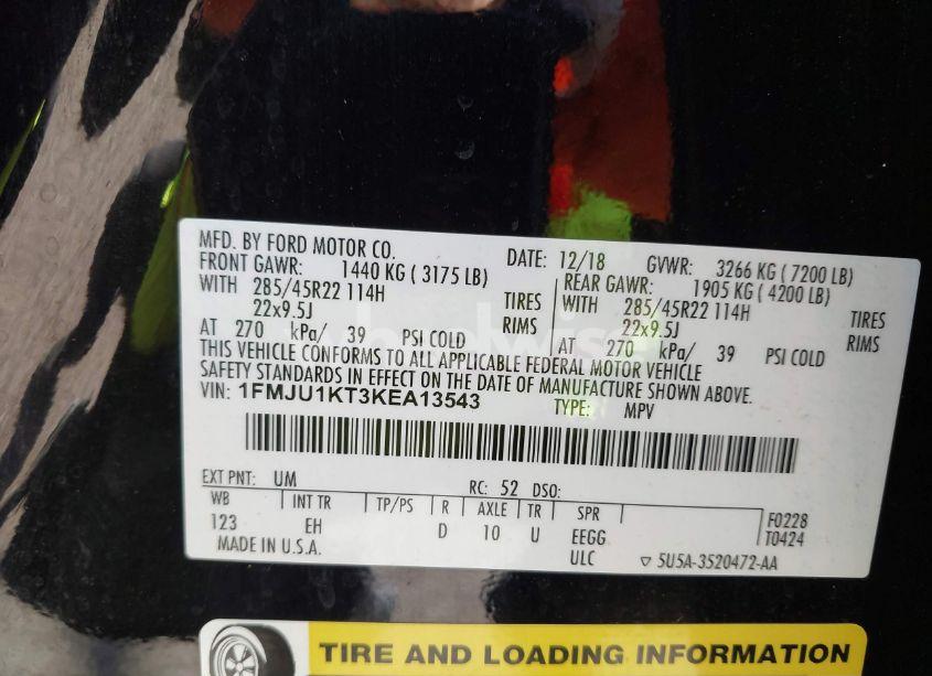 Photo 9 of 2019 Ford Expedition LIMITED (VIN 1FMJU1KT3KEA13543)