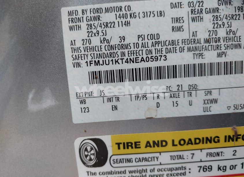 Photo 9 of 2022 Ford Expedition LIMITED (VIN 1FMJU1KT4NEA05973)