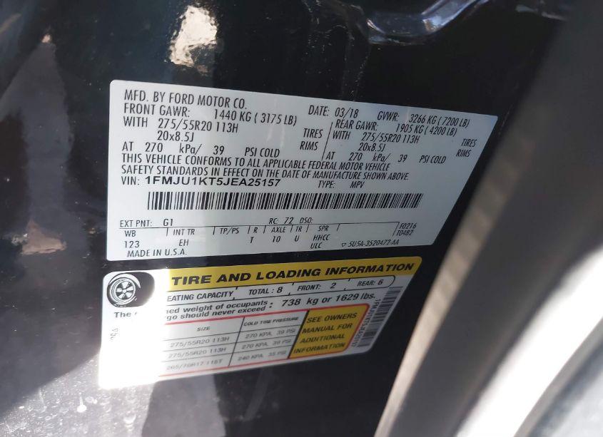 Photo 9 of 2018 Ford Expedition LIMITED (VIN 1FMJU1KT5JEA25157)