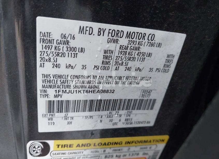 Photo 9 of 2017 Ford Expedition LIMITED (VIN 1FMJU1KT6HEA08832)