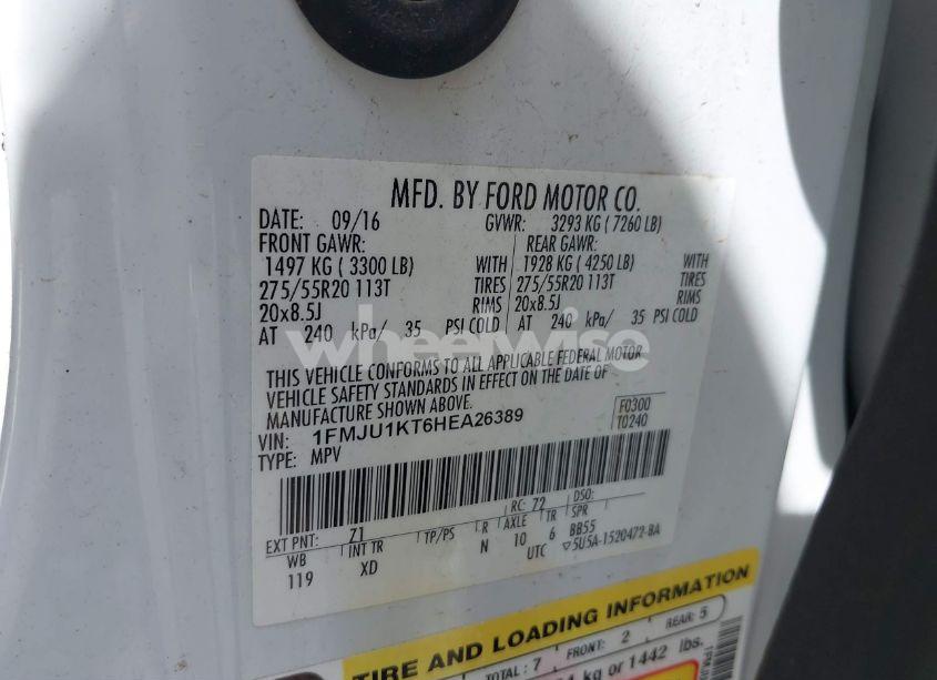 Photo 9 of 2017 Ford Expedition LIMITED (VIN 1FMJU1KT6HEA26389)